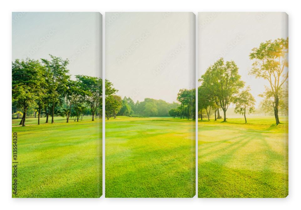 Obraz Tryptyk Park and greenery green grass