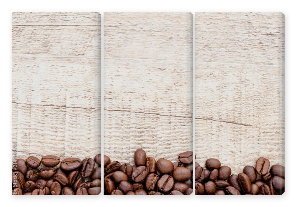 Obraz Tryptyk Coffee on wooden background.