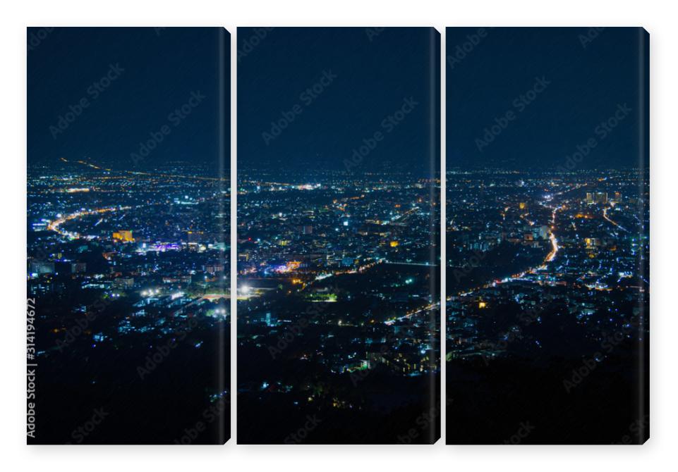 Obraz Tryptyk night view of city light 