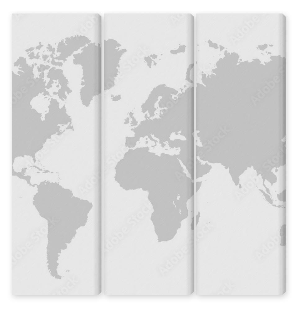Obraz Tryptyk World map on white background.