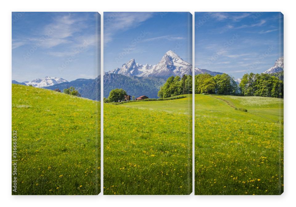Obraz Tryptyk Idyllic landscape in the Alps