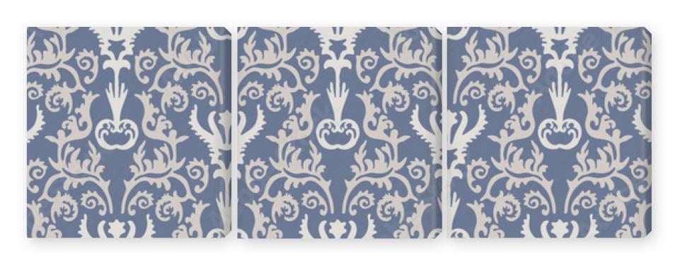 Obraz Tryptyk French blue damask shabby chic