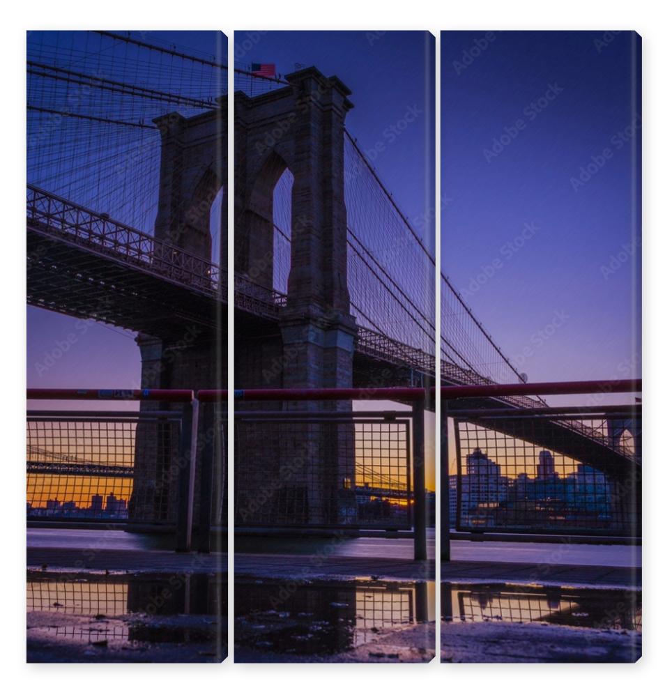 Obraz Tryptyk bridge cold brooklyn new york