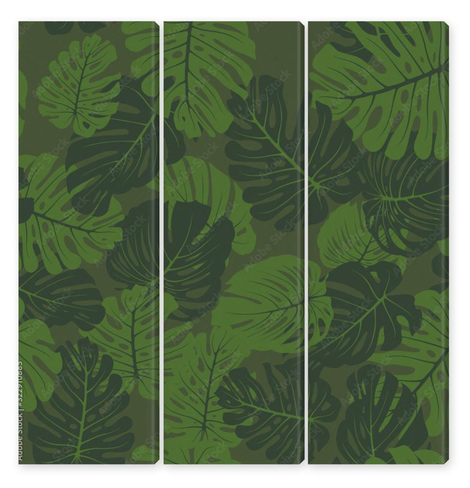 Obraz Tryptyk Monstera camouflage seamless