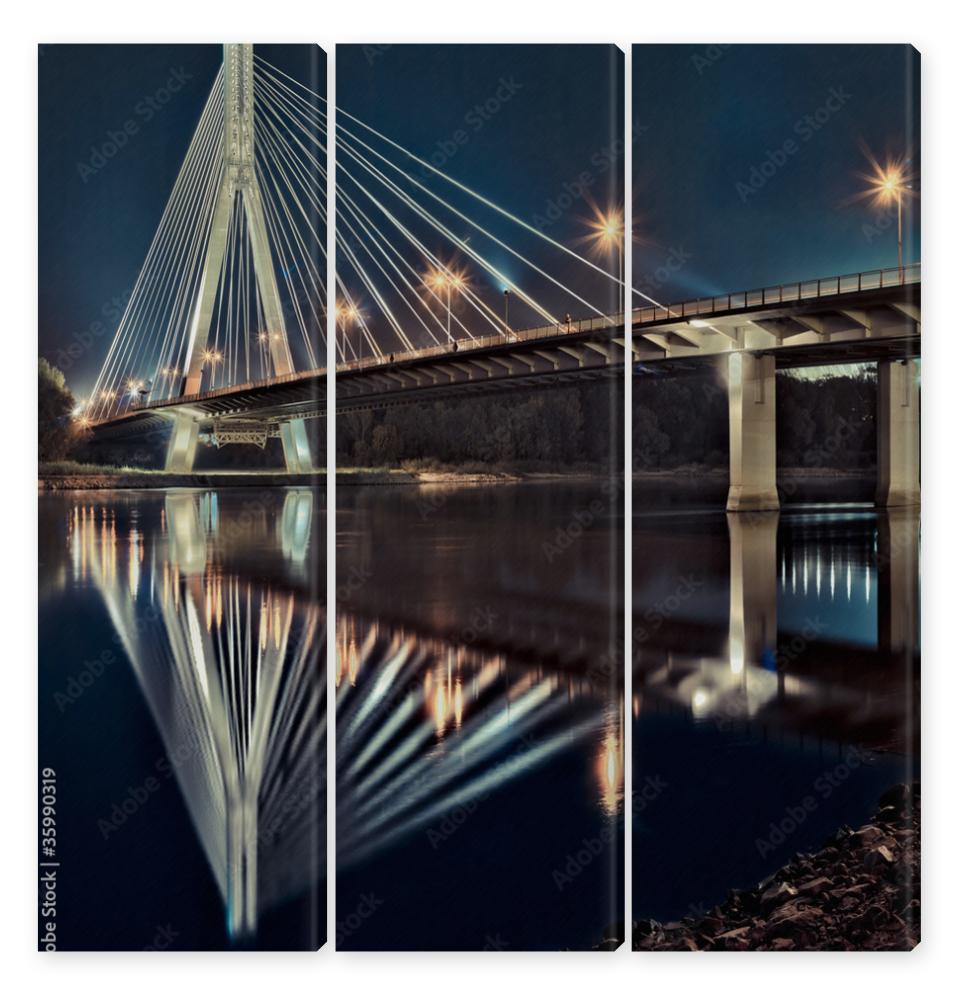 Obraz Tryptyk Nocny widok nowego mostu