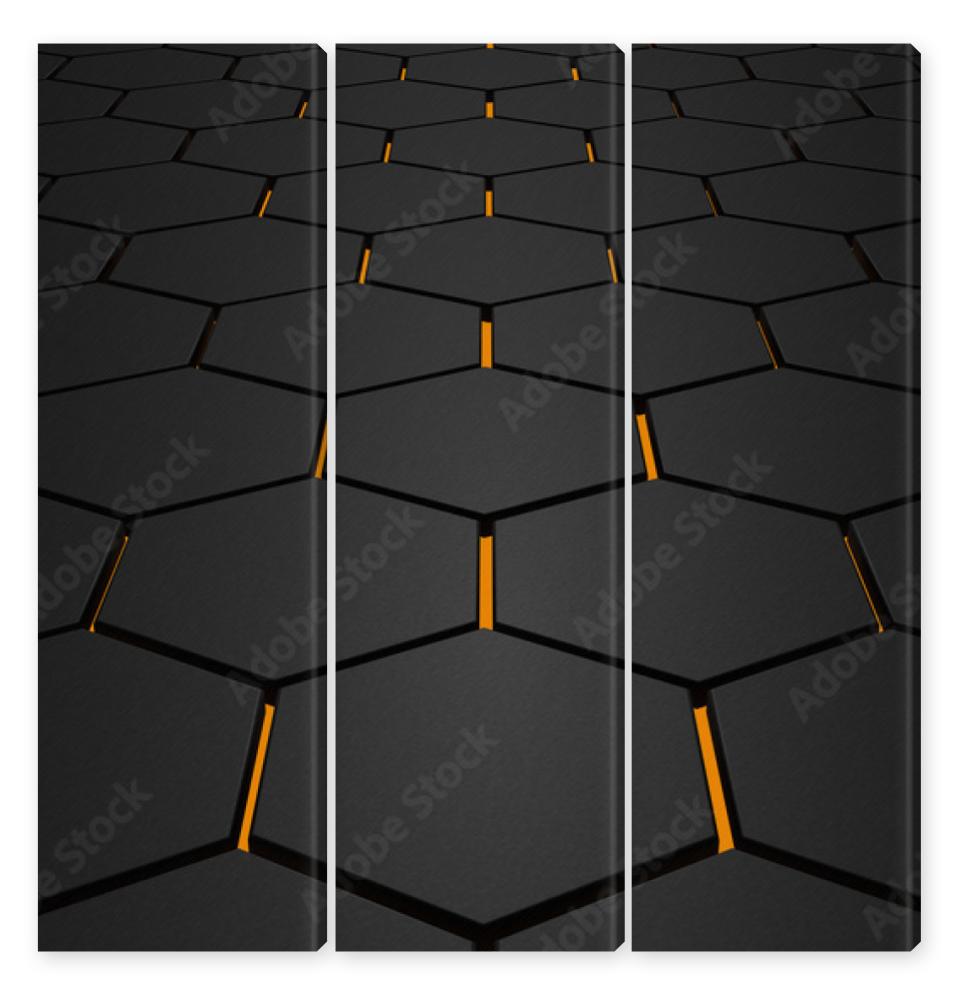 Obraz Tryptyk Glowing Hexagon Floor