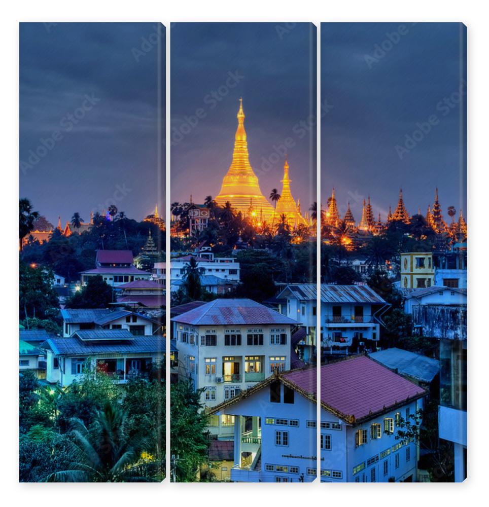 Obraz Tryptyk Yangon at night