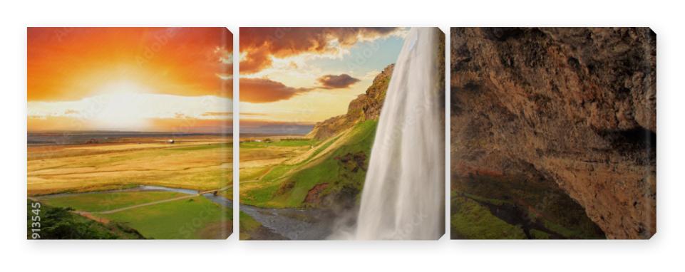 Obraz Tryptyk Waterfall, Iceland -