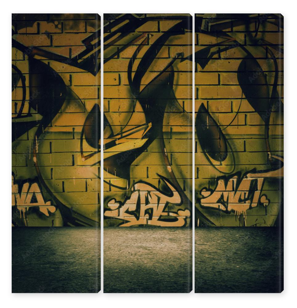 Obraz Tryptyk Street art graffiti wall