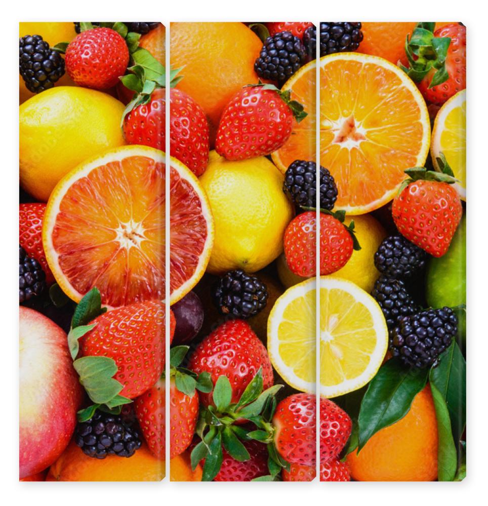 Obraz Tryptyk Fresh fruits mixed.Tasty