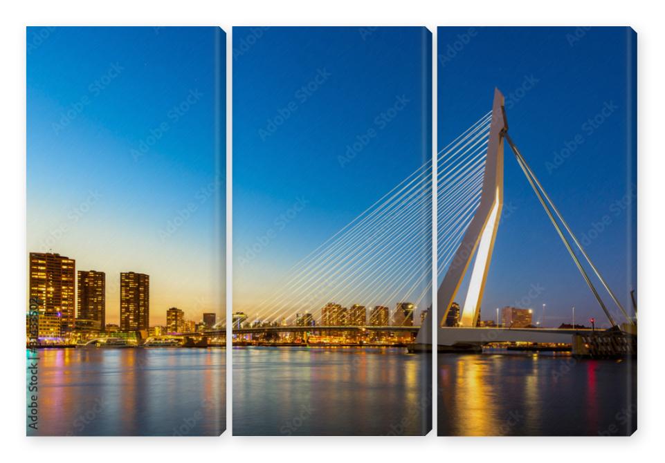 Obraz Tryptyk Erasmus bridge Rotterdam