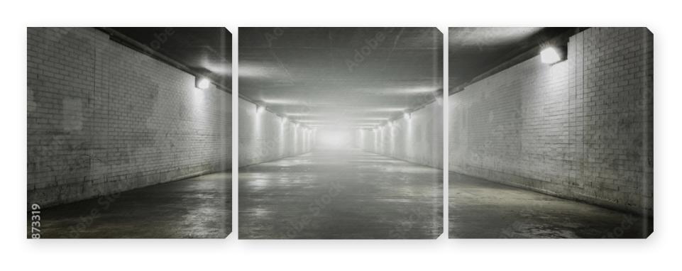 Obraz Tryptyk Empty tunnel with light