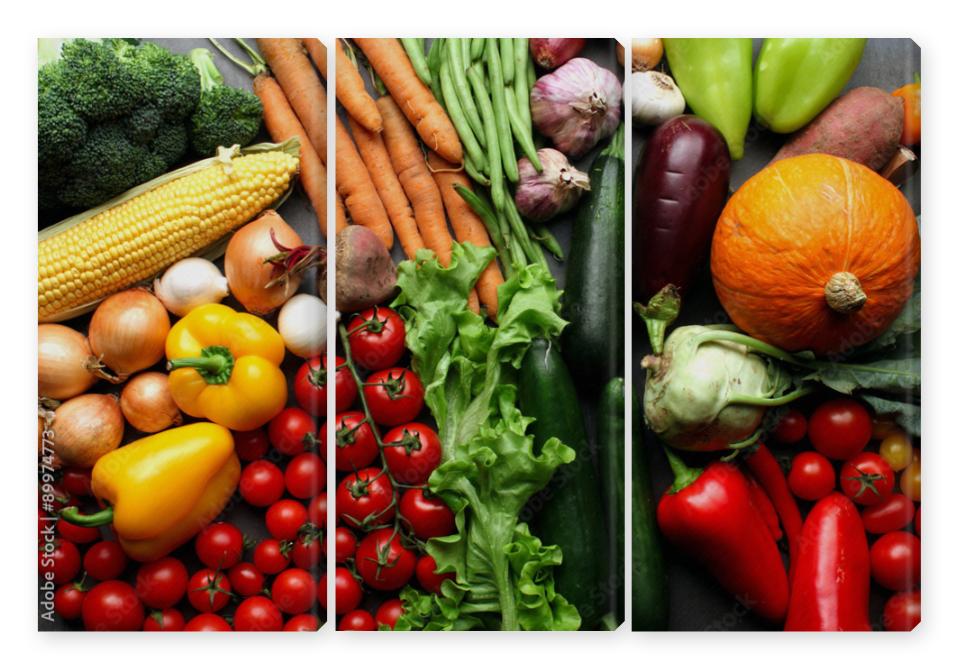 Obraz Tryptyk Fresh vegetables background -