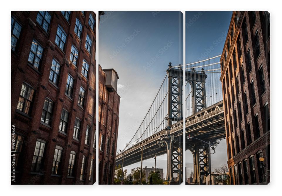 Obraz Tryptyk Manhattan bridge seen from a
