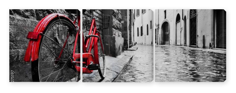 Obraz Tryptyk Retro vintage red bike on