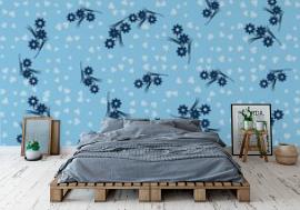 Tapeta Blue cornflower pattern -