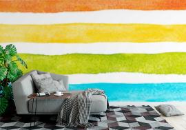 Tapeta Watercolor rainbow stripes