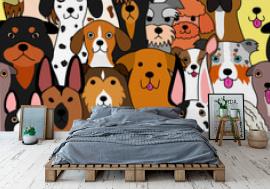 Tapeta seamless doodle dogs colorful