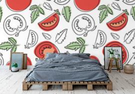 Tapeta Tomato seamless pattern. Hand