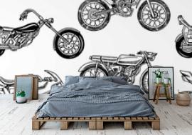 Tapeta Vintage motorcycles Seamless