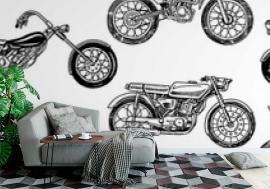 Tapeta Vintage motorcycles Seamless