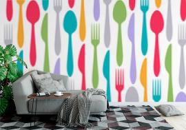 Tapeta Colorful cutlery pattern.
