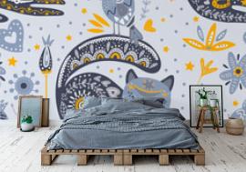 Tapeta Tribal cat seamless vector