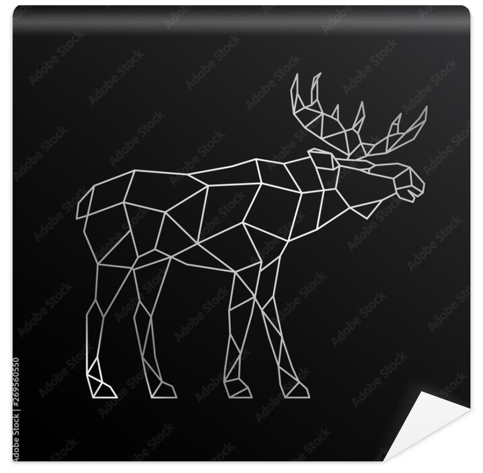 Tapeta Geometric outline of elk. Side