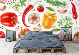 Tapeta Watercolor vegetables seamless