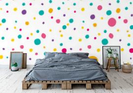 Tapeta Bright multi colored polka dot