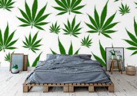 Tapeta Green Marijuana leaf seamless